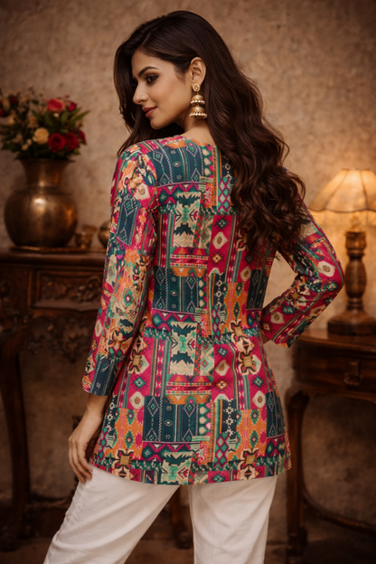 casual weekend top for women with digital prints
