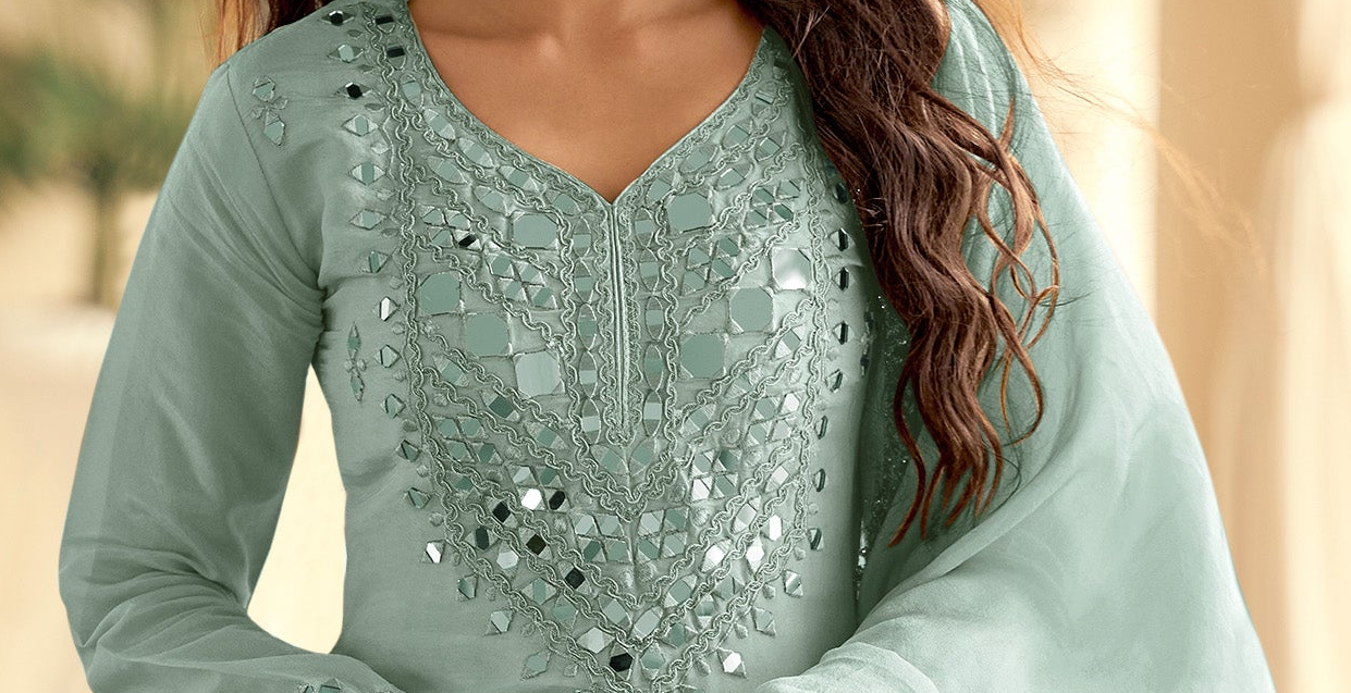 Sky blue salwar palazzo outfit side view