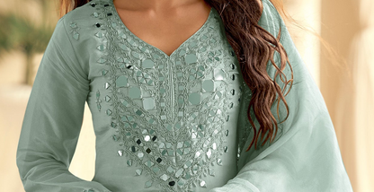 Sky blue salwar palazzo outfit side view