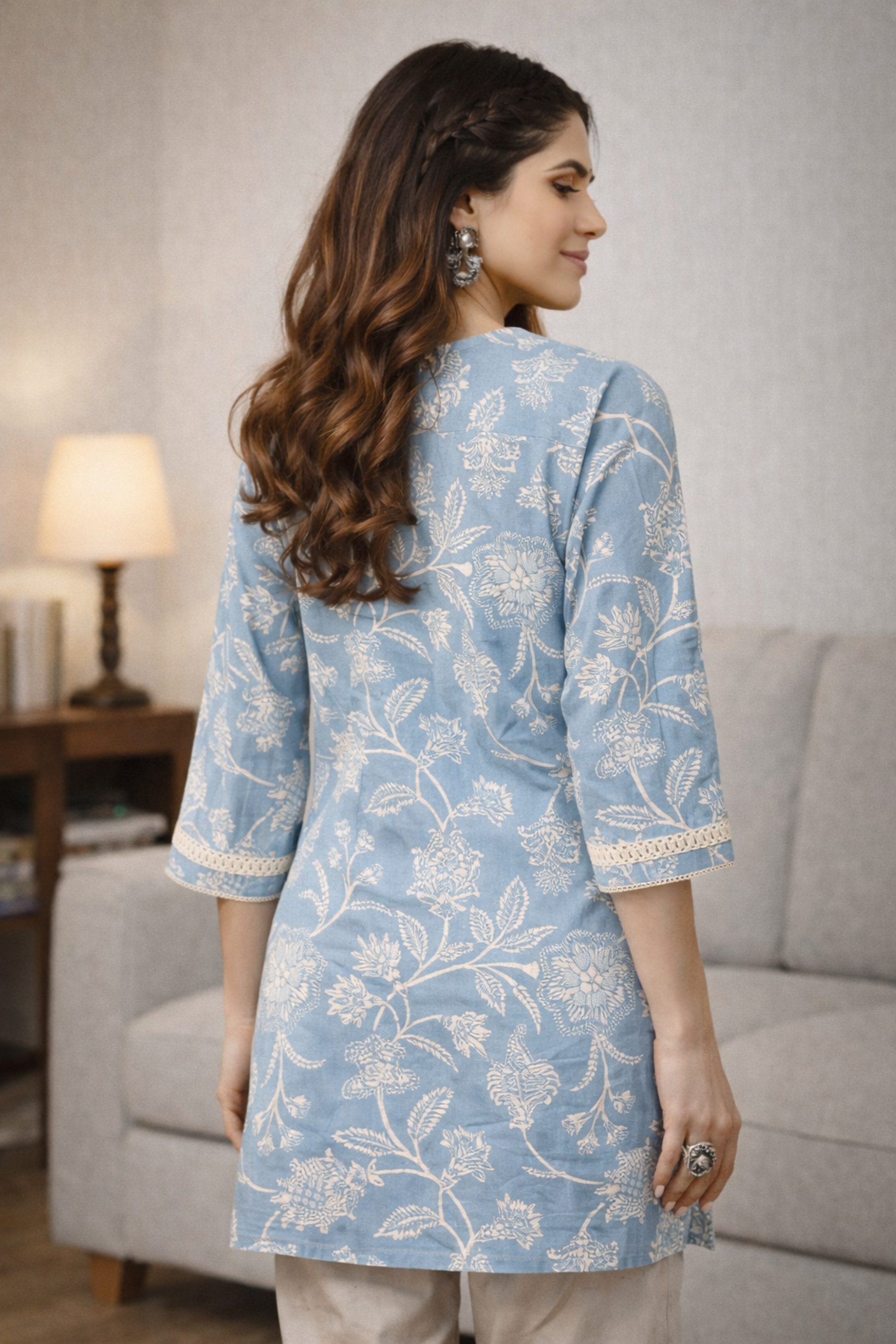 A-line short kurti back view minimal silhouette