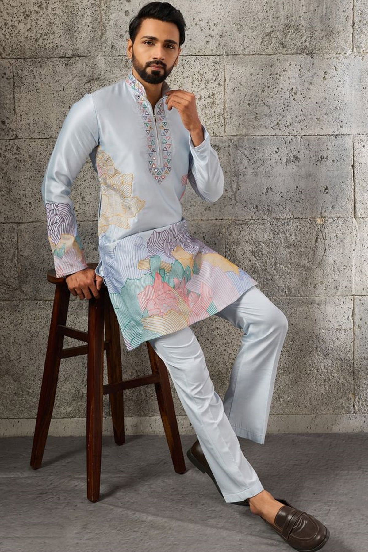 Sky blue pajama set for function wear