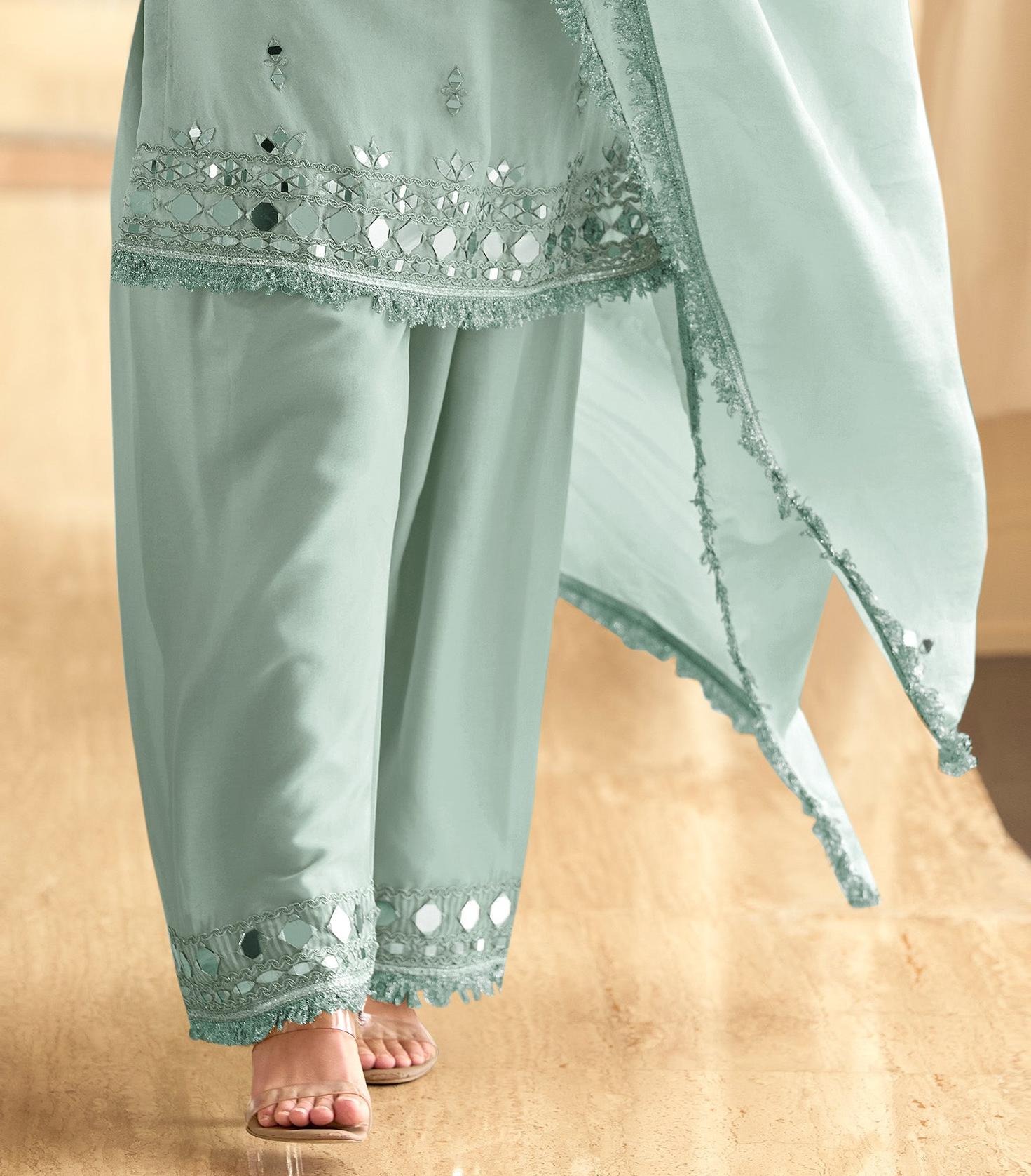 Sky blue Heavy Simar Silk salwar palazzo set