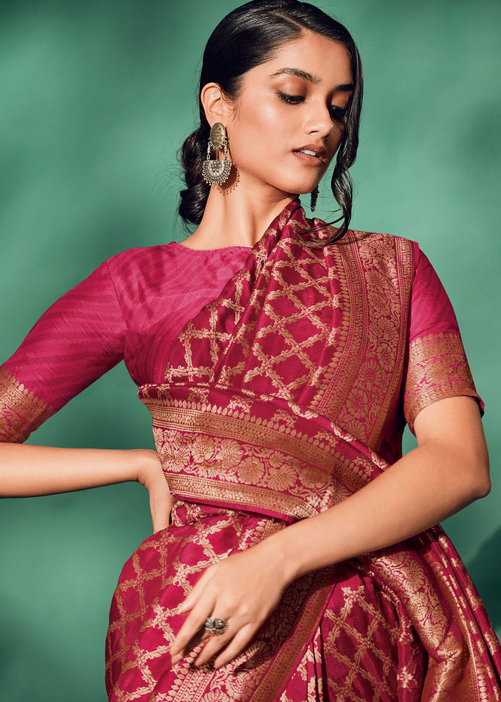 Pink Saree reflects softness and charm – perfect for graceful day functions.
