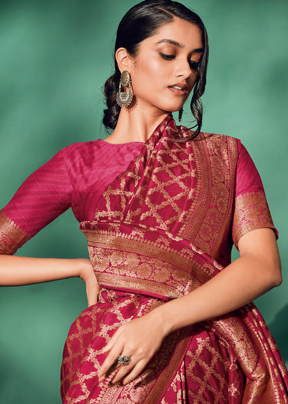Pink Saree reflects softness and charm – perfect for graceful day functions.
