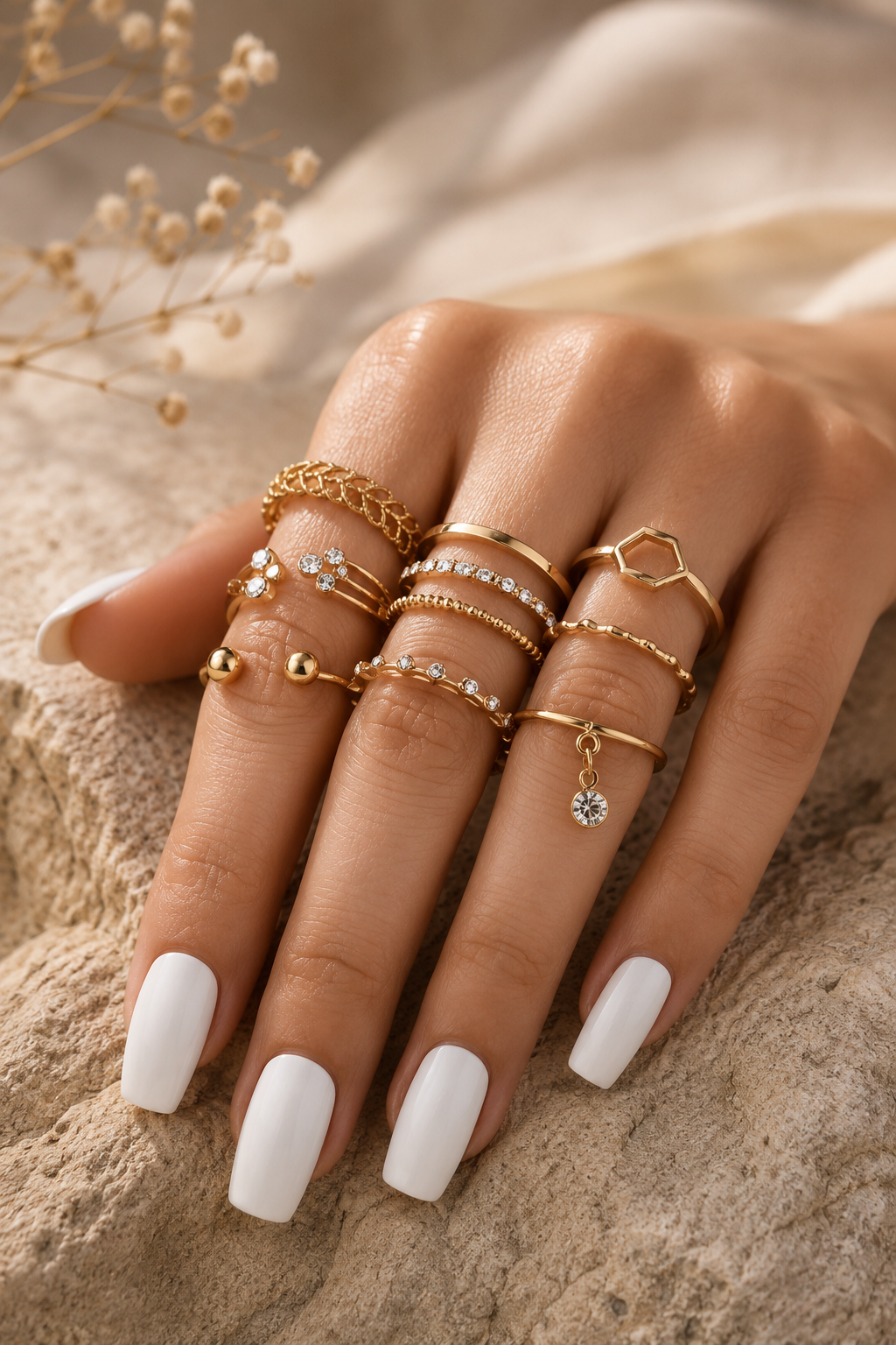 Close view of mixed open, textured and geometric bands