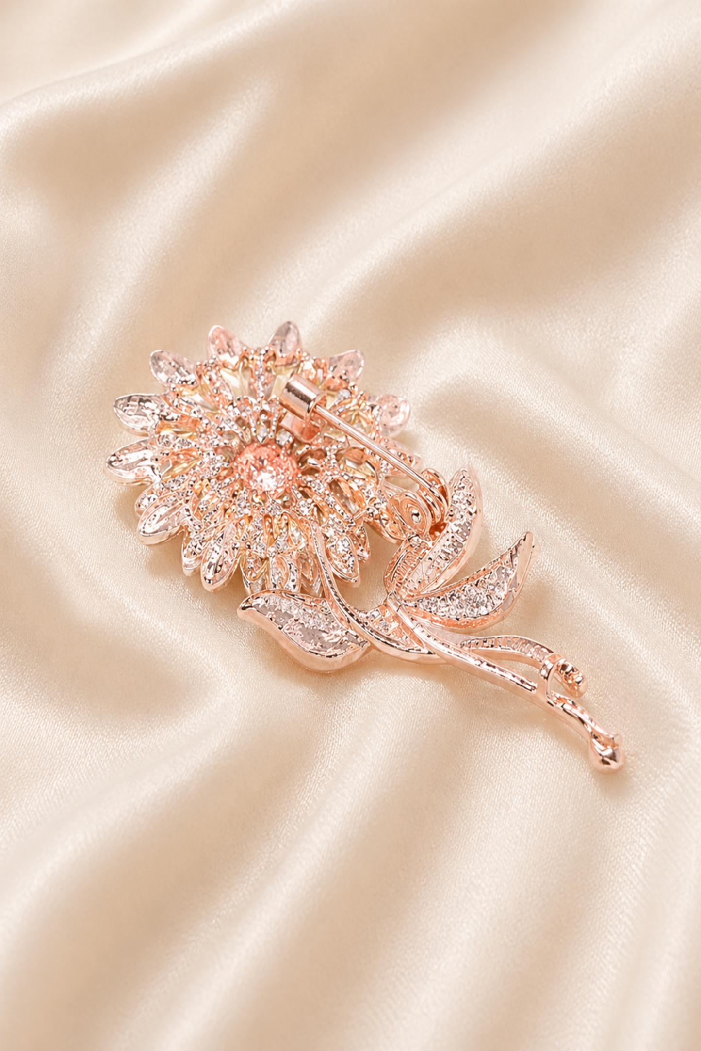 crystal cluster center flower brooch