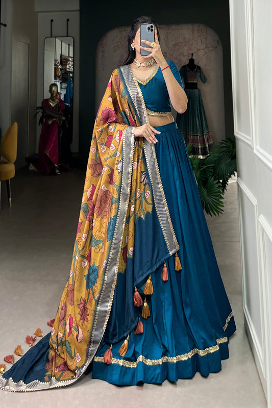 teal blue lehenga choli full outfit for wedding guest