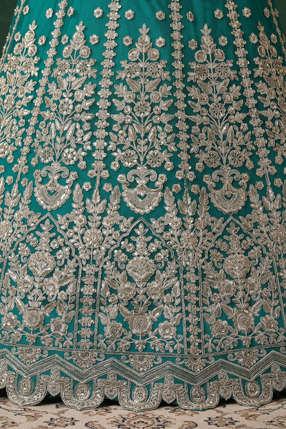 Teal blue lehenga choli for Diwali festive wear