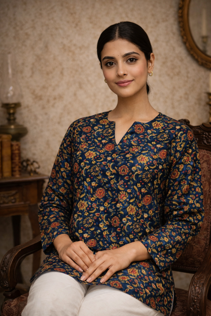 modern women tops in teal blue styled for office wear