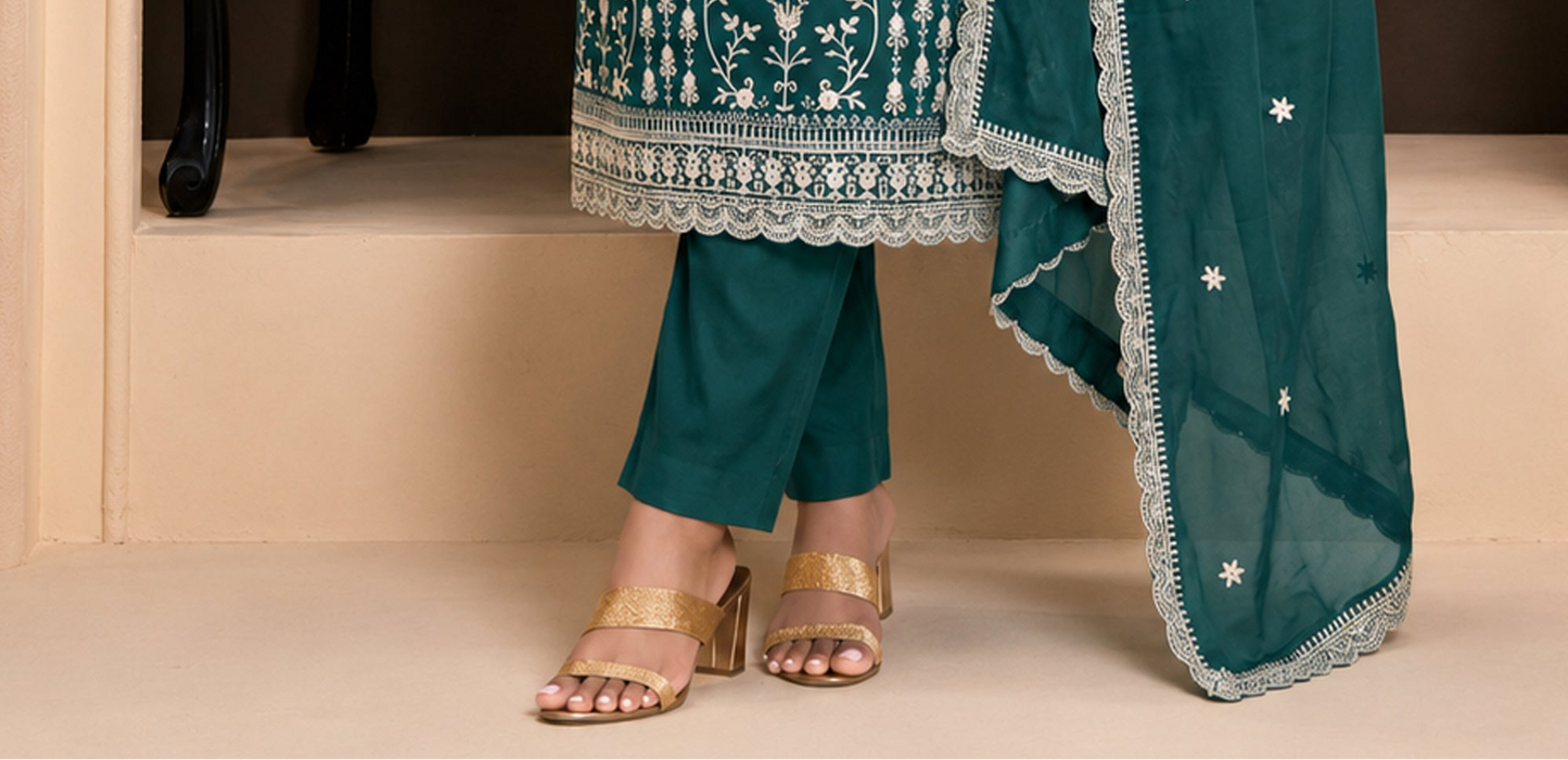 Teal Green Salwar Kameez full-length occasion outfit view