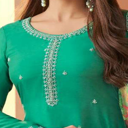 Teal kameez kameez embroidered salwar kameez front view