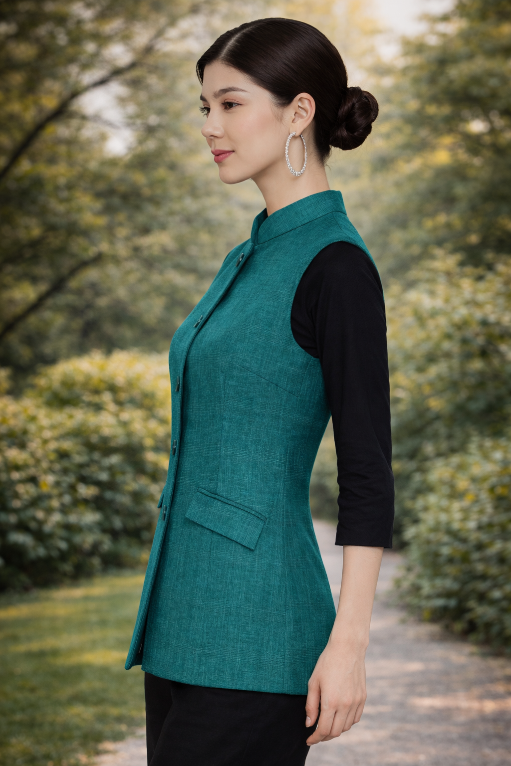 nehru jacket suit styling for wedding event teal shade