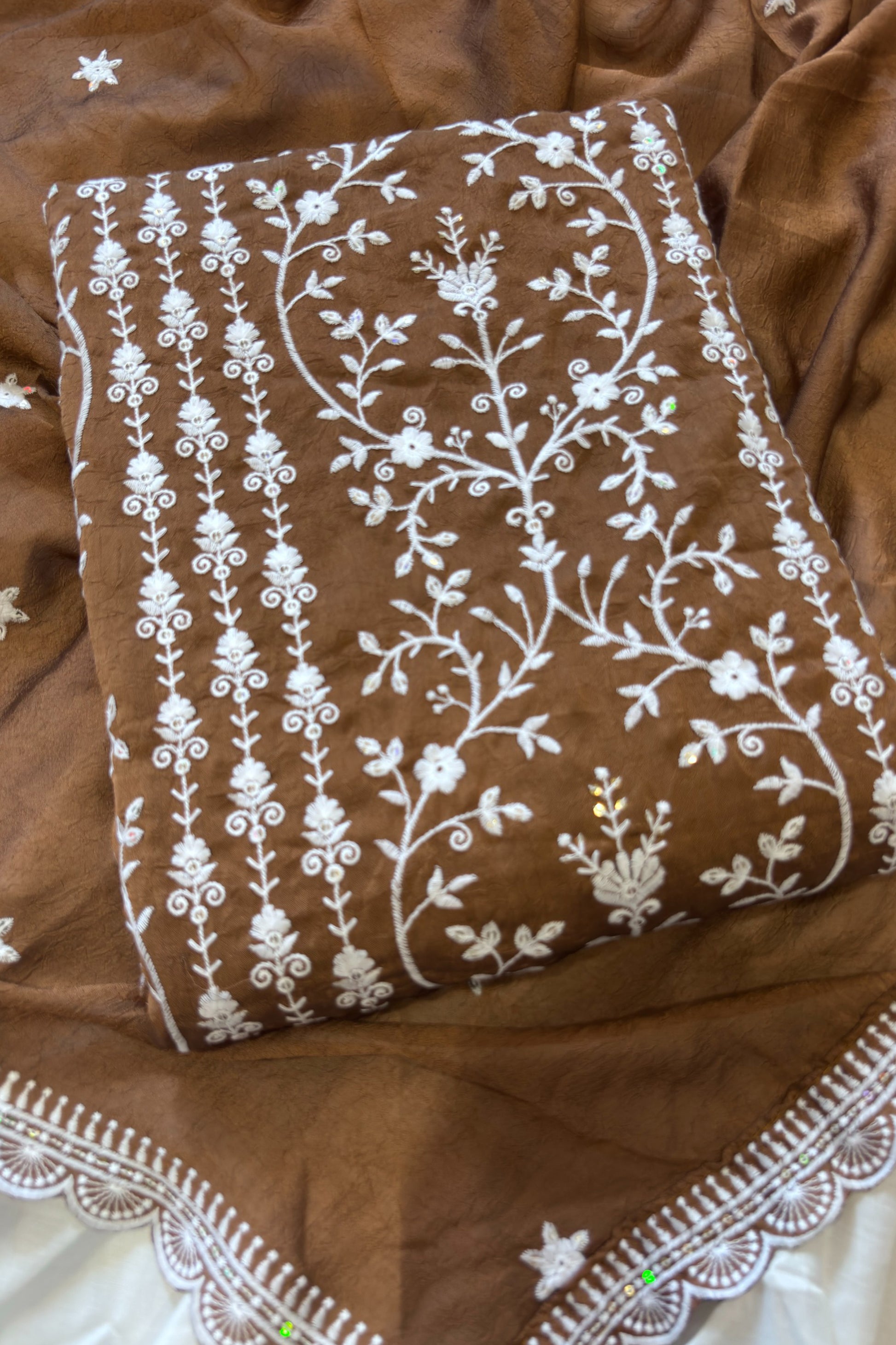 Thread sequin embroidered salwar kameez for engagement wear