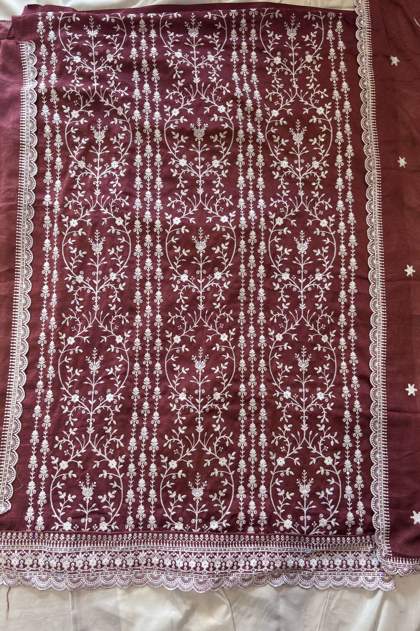 Thread sequin work salwar kameez for wedding guest styling