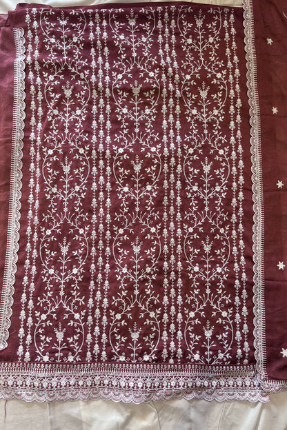 Thread sequin work salwar kameez for wedding guest styling