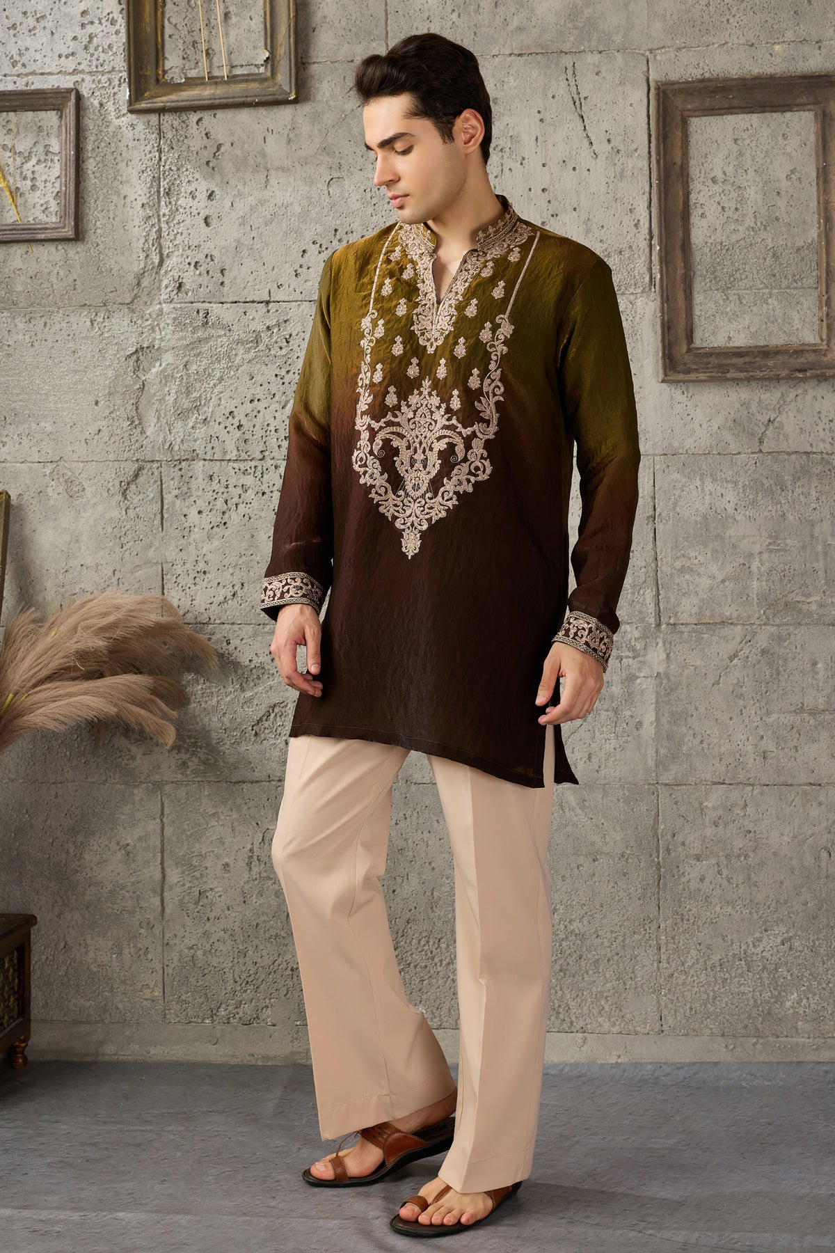 Detail of the kurta hem and embroidered design