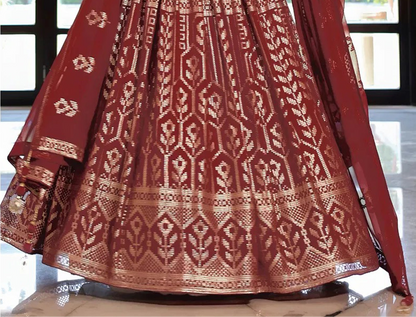Thread and sequins embroidered lehenga choli close view