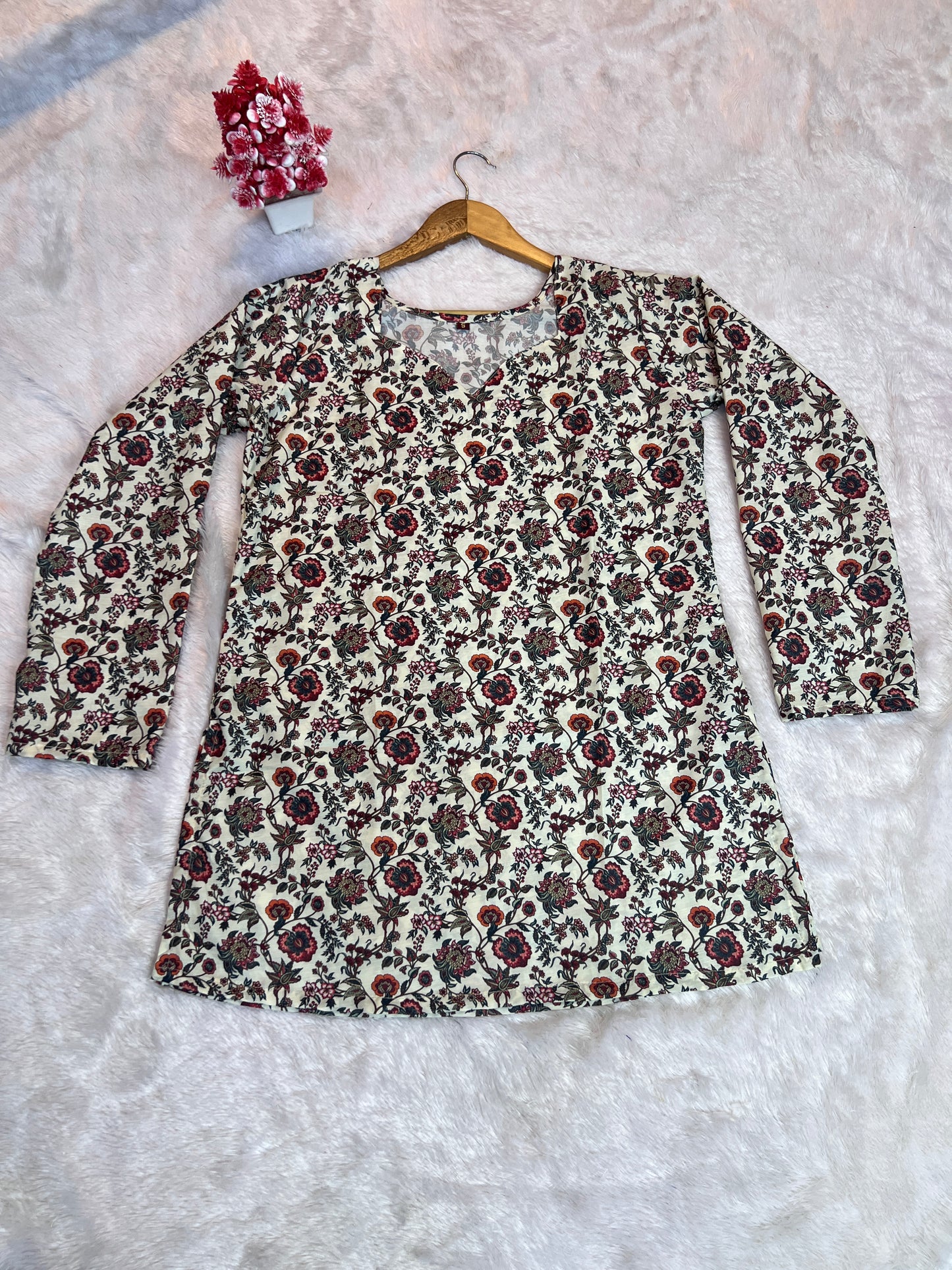 tops for women in cream with minimal digital design