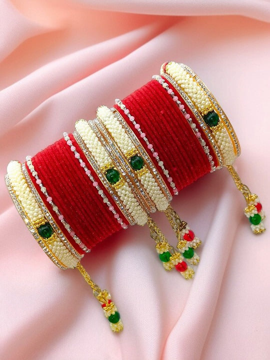 traditional bangle set with layered design and gold tone borders