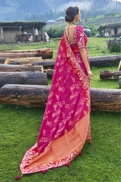 Red Saree speaks tradition and boldness – perfect for weddings and festive nights.
