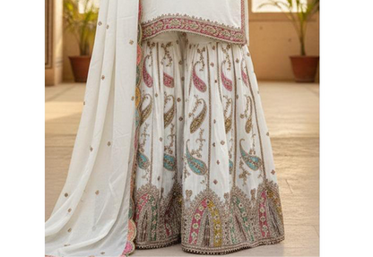 Traditional Sharara Suit featuring Fancy Embroidery Work