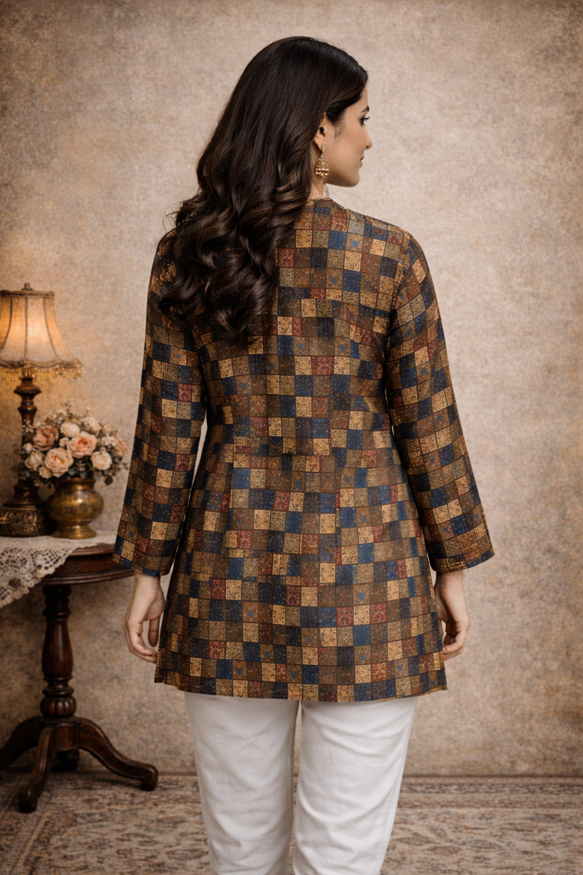 women tops tunic multicolor digital print Back view