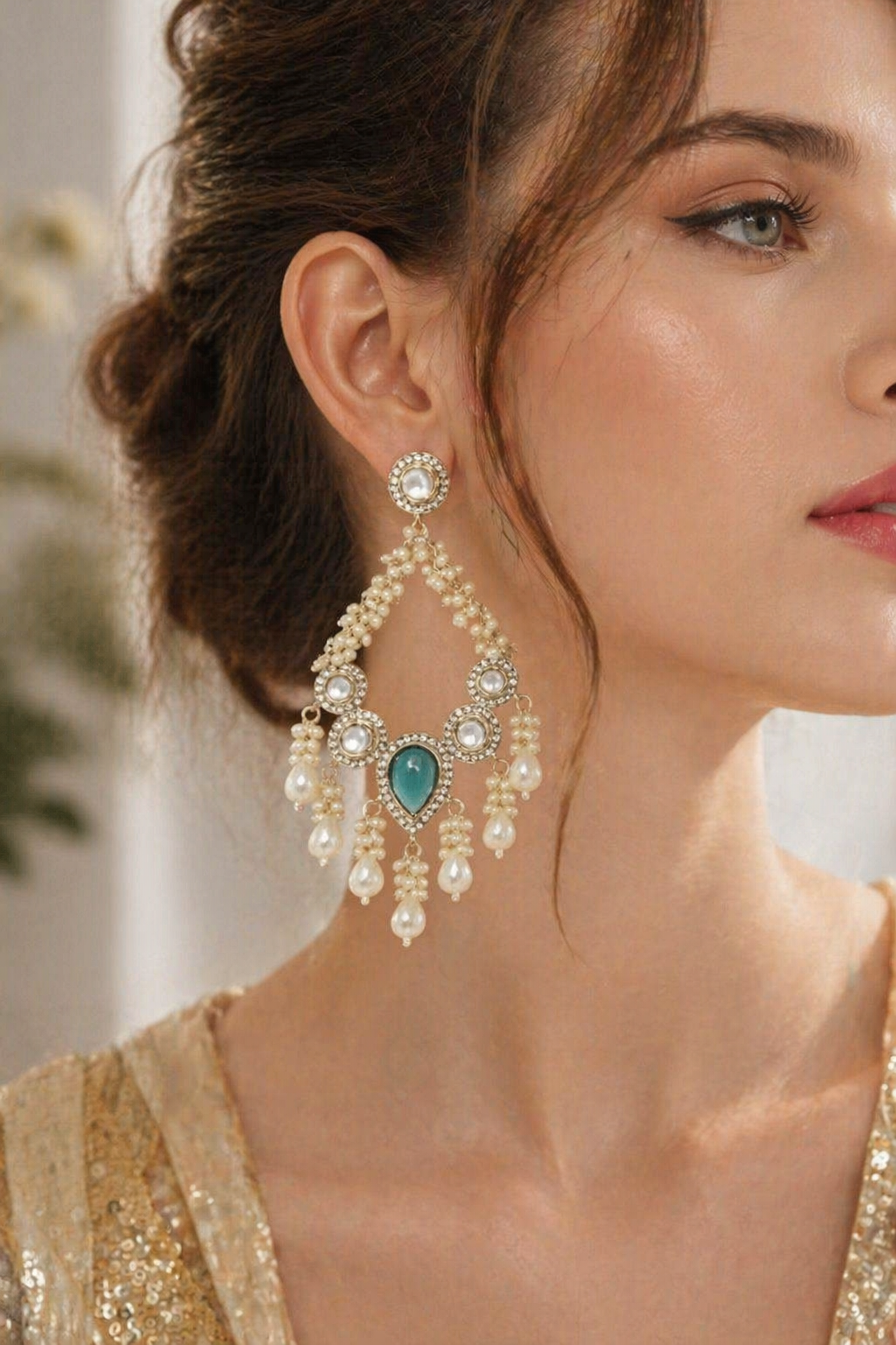 bridal pearl earrings gold statement jewelry for women