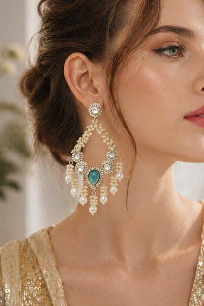 bridal pearl earrings gold statement jewelry for women