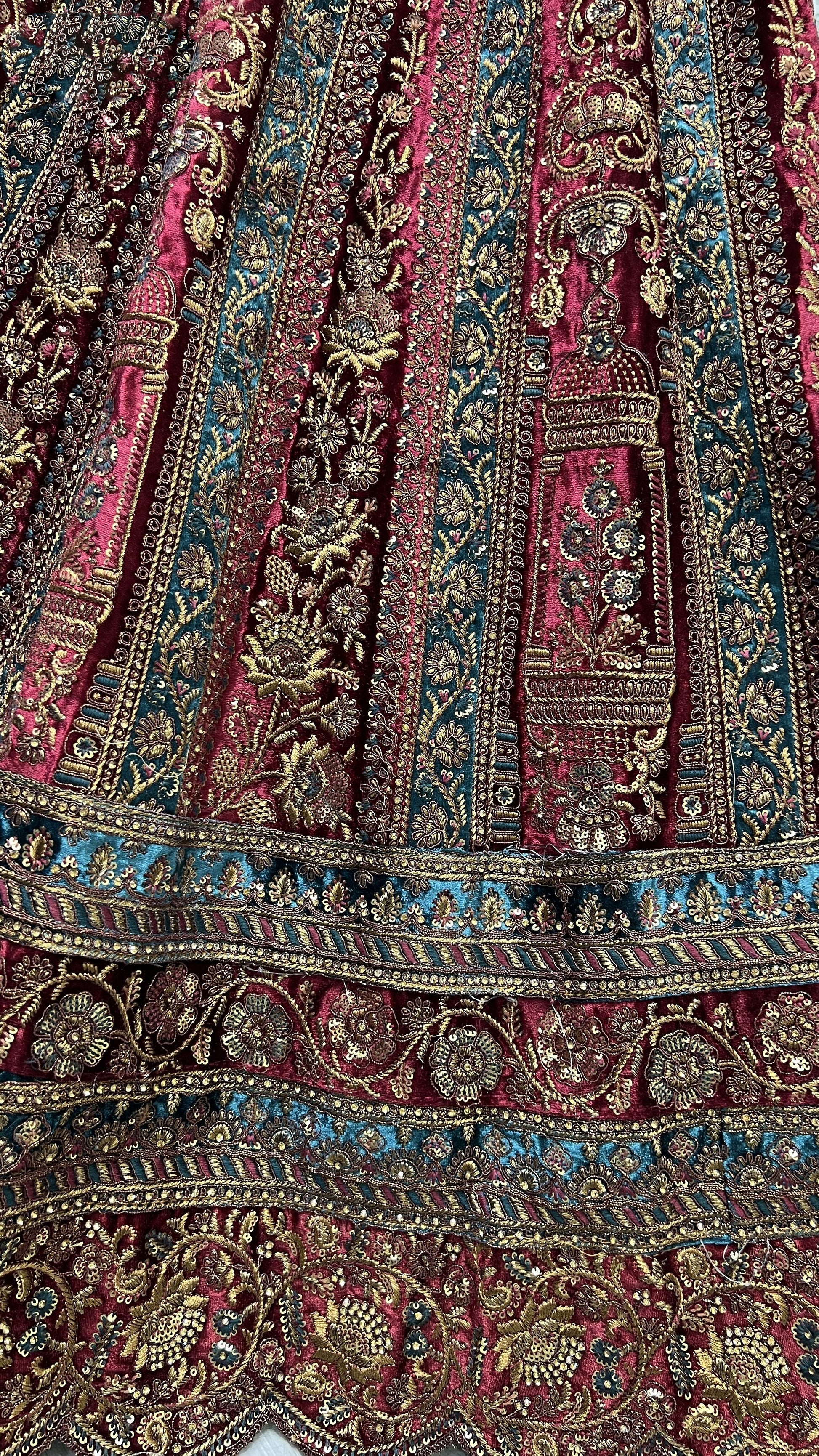 double dupatta styling on embroidered lehenga choli