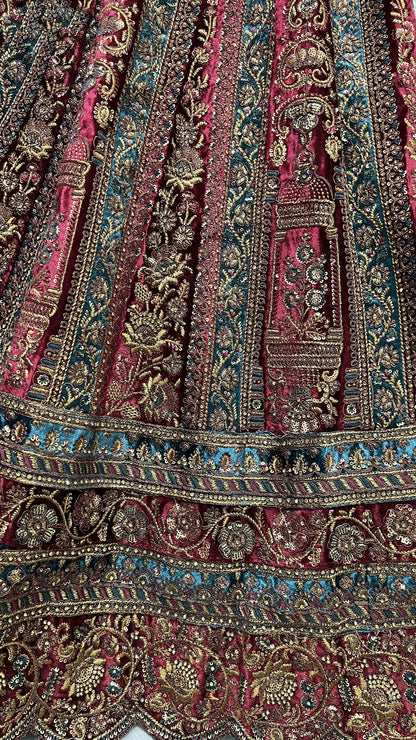 double dupatta styling on embroidered lehenga choli