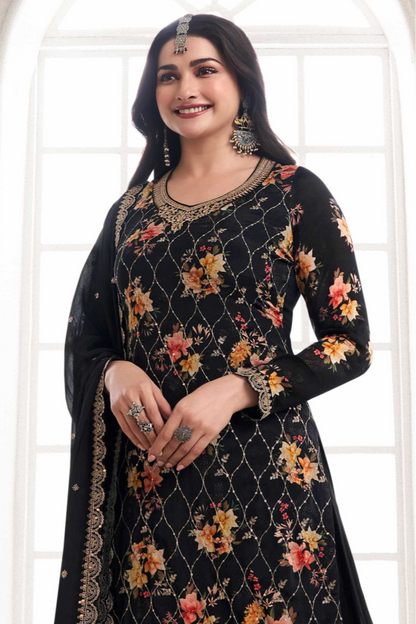 Black Chinon Salwar Kameez Dupatta Dresses