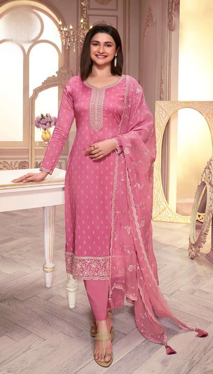 Dusty Pink Plus Size Kameezz Salwar Suit in Silk Georgette