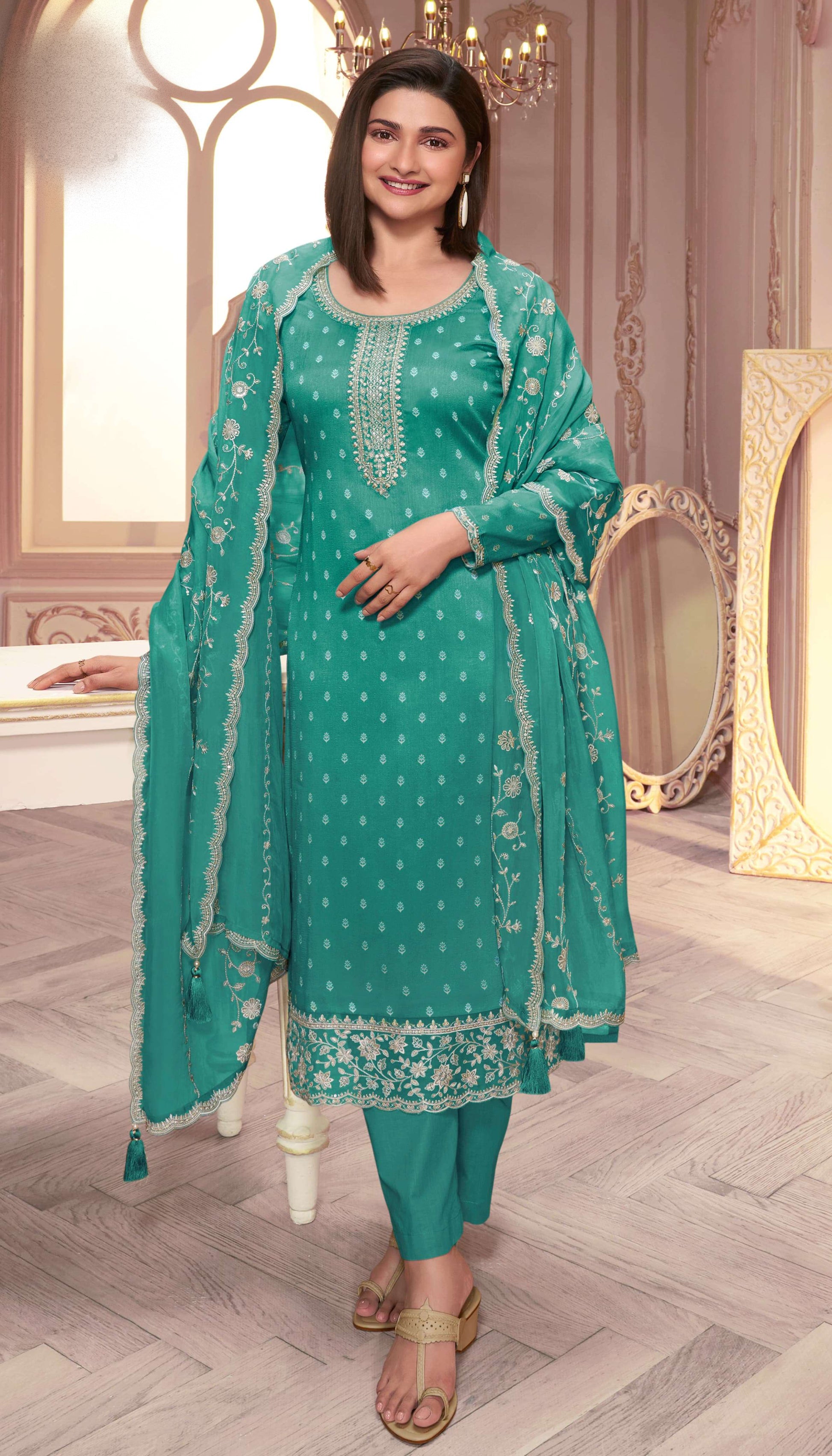 Teal blue dress in UK fashion context