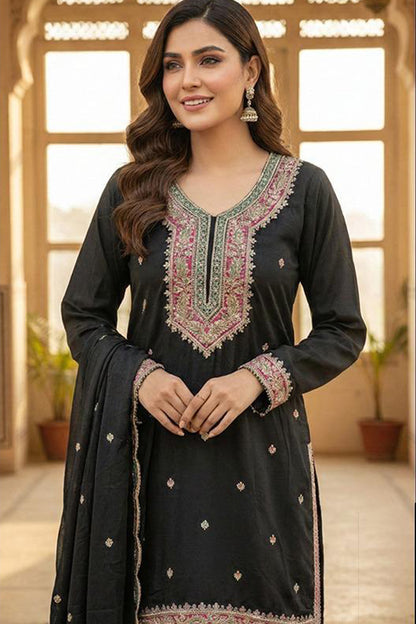 Fancy Embroidery work sharara suit for engagement events