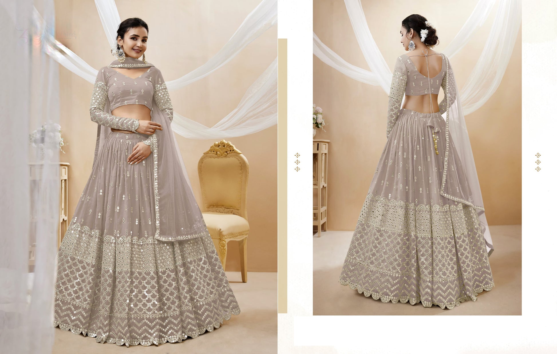 Close-up of choli blouse with delicate embellishment work