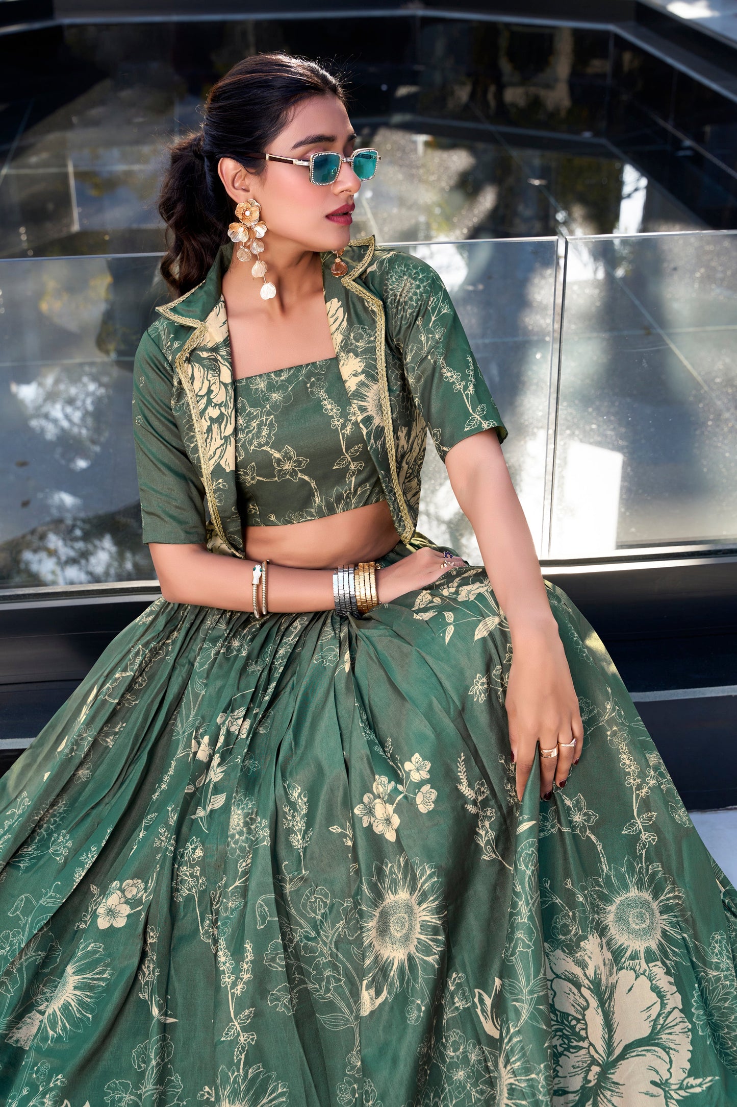 Festive wear lehenga outfit styled for USA wedding guest look