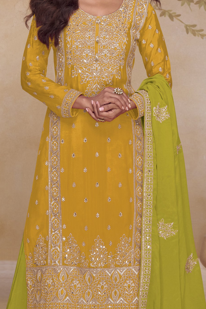 Chinon fabric texture and embroidery detail on kameez