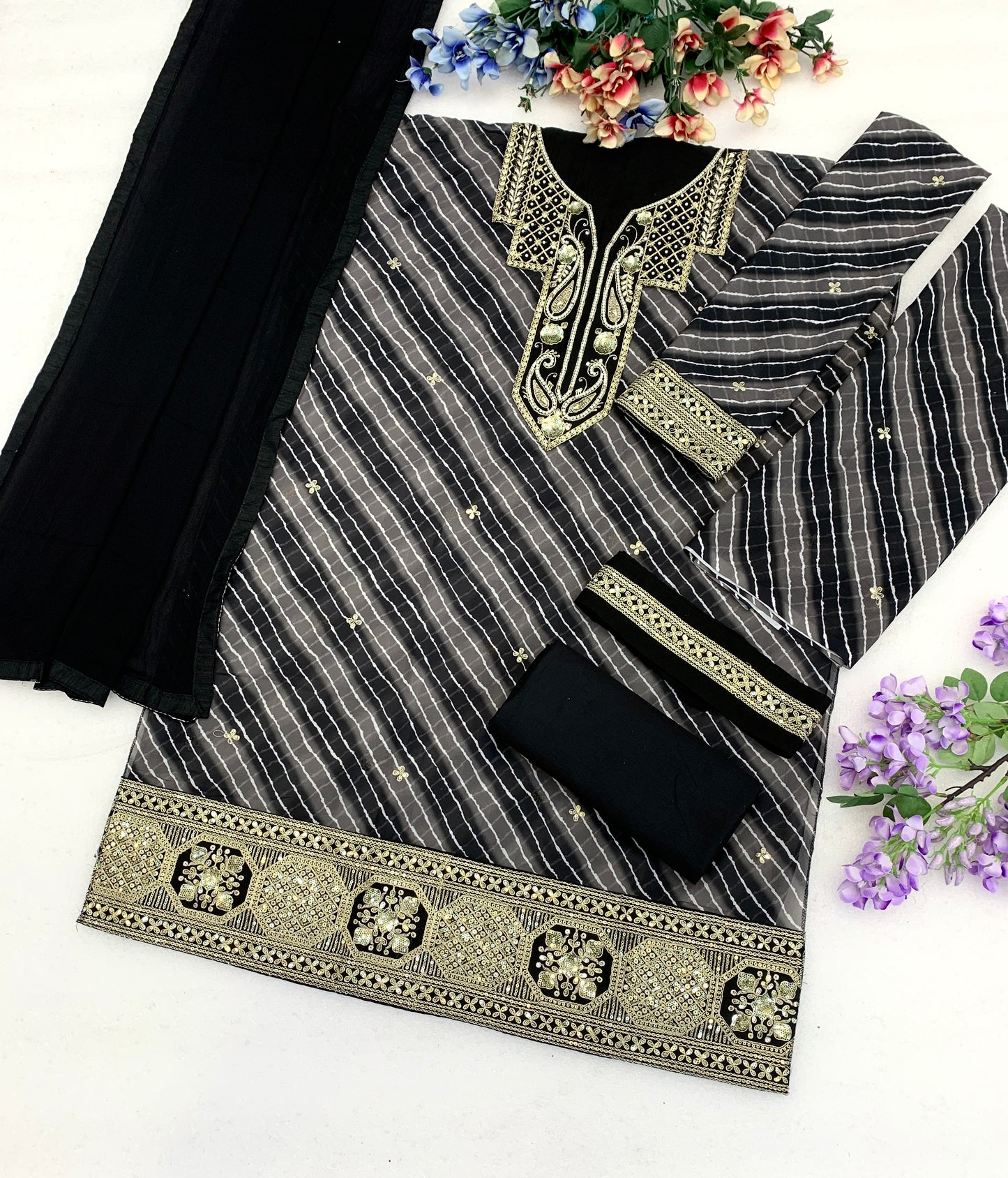 Black Wedding Sharara Set for Women with flowing silhouette