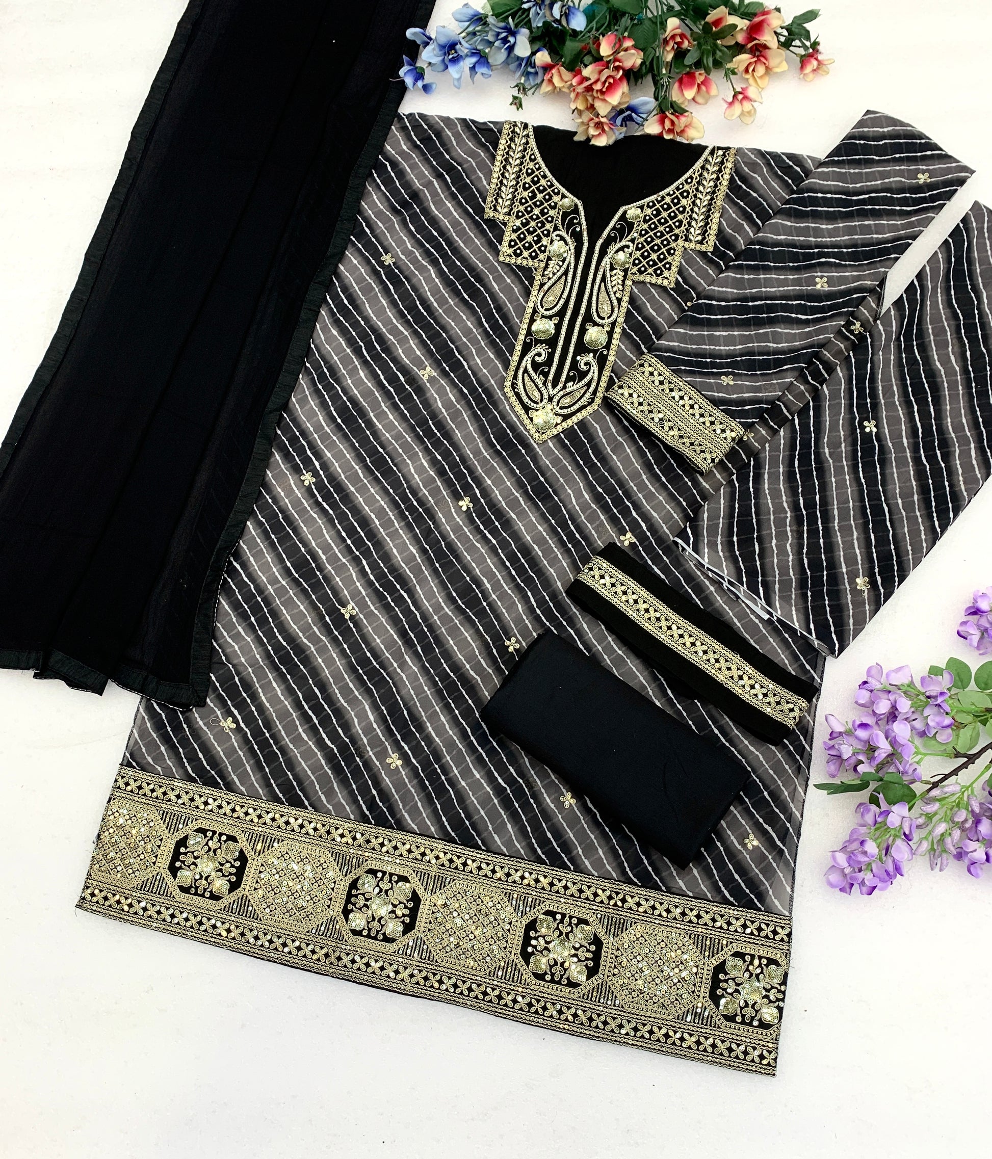 Black Wedding Sharara Set for Women with flowing silhouette