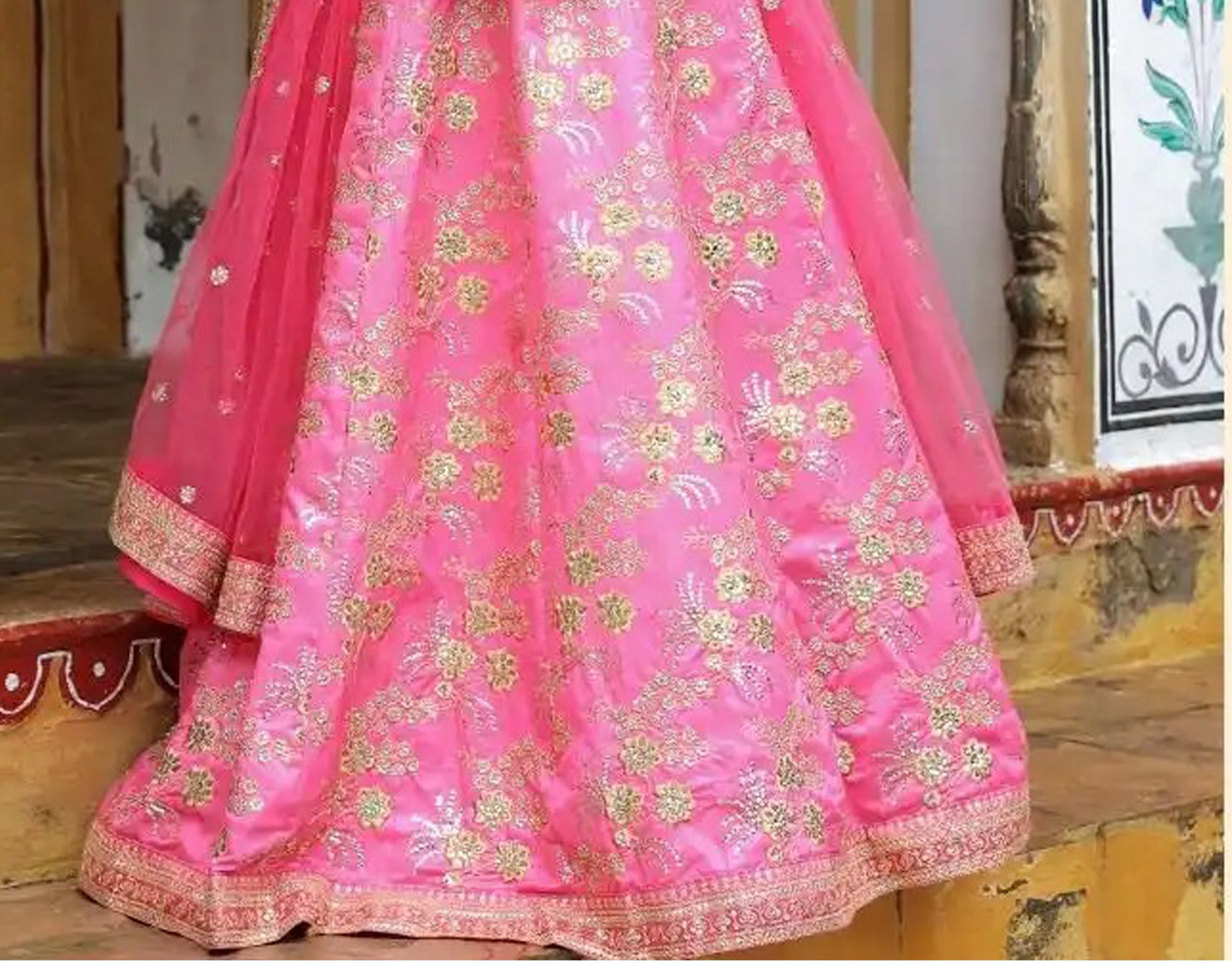 Wedding wear outfit with georgette flare and embroidery detailing