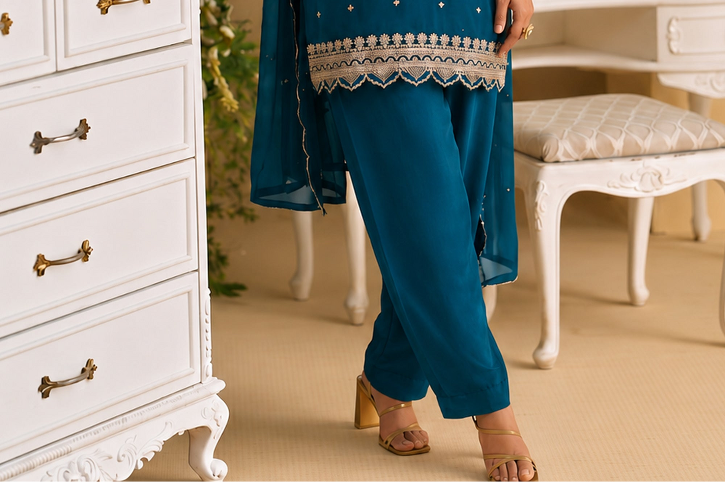 Wedding wear women’s salwar suit with thread sequin embroidery