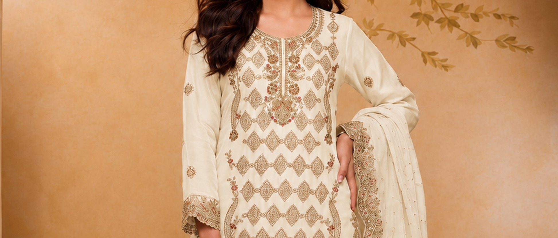 White Palazzo ready to wear festive outfit for women