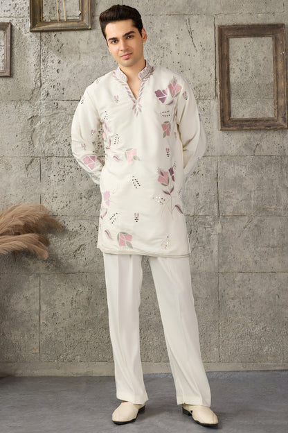 White Indian kurta set front view