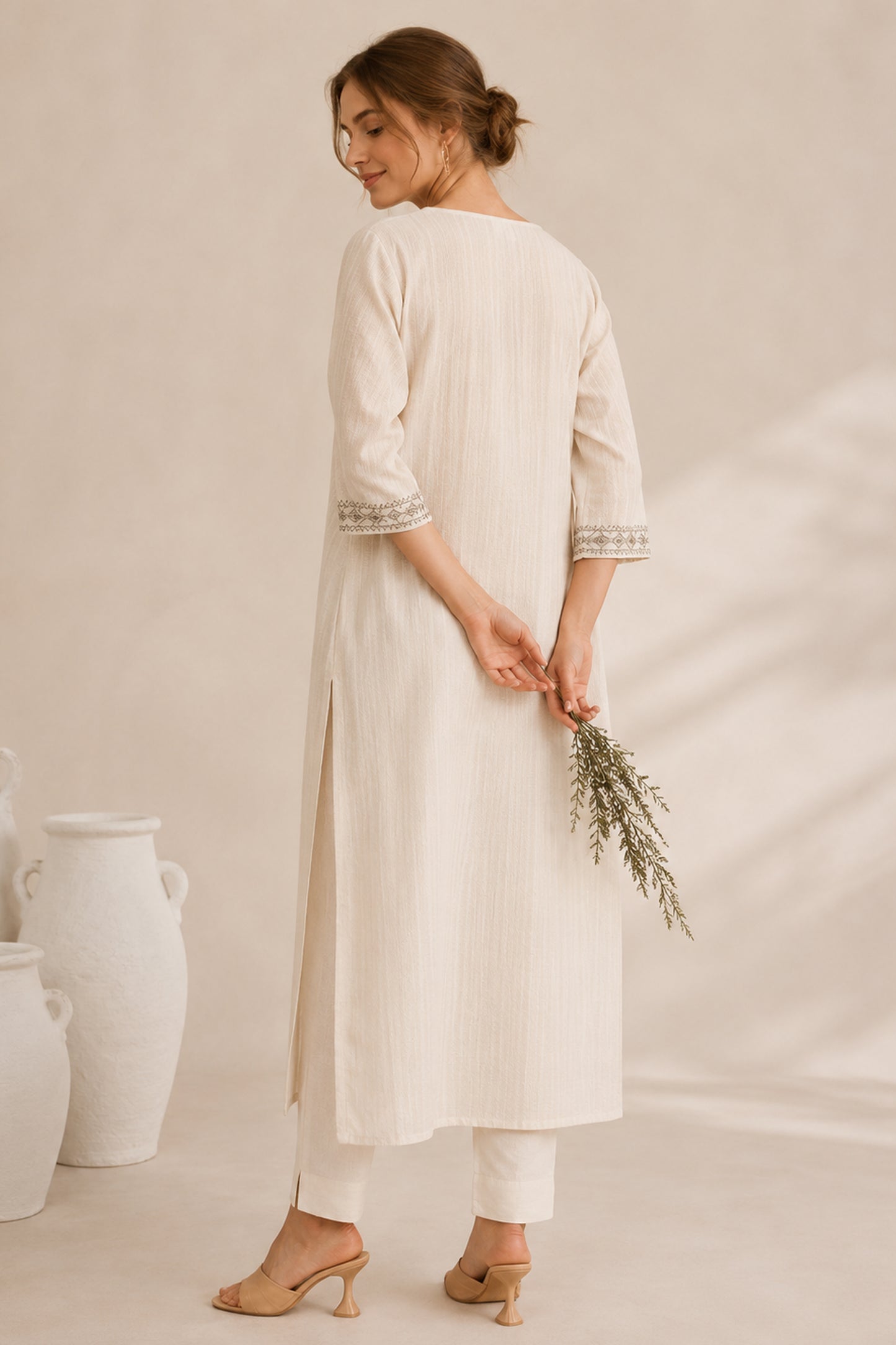 Kurti For Women paired with neutral accessories indoors