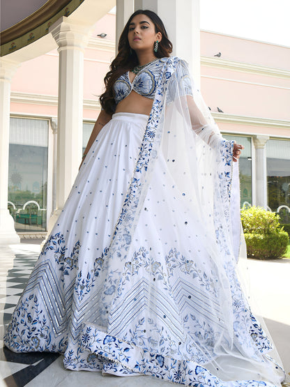 Designer lehenga choli with satin flare and sequins work