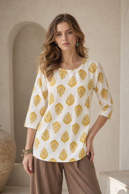 Casual Womens Tunic Tops with ethnic motif printed design