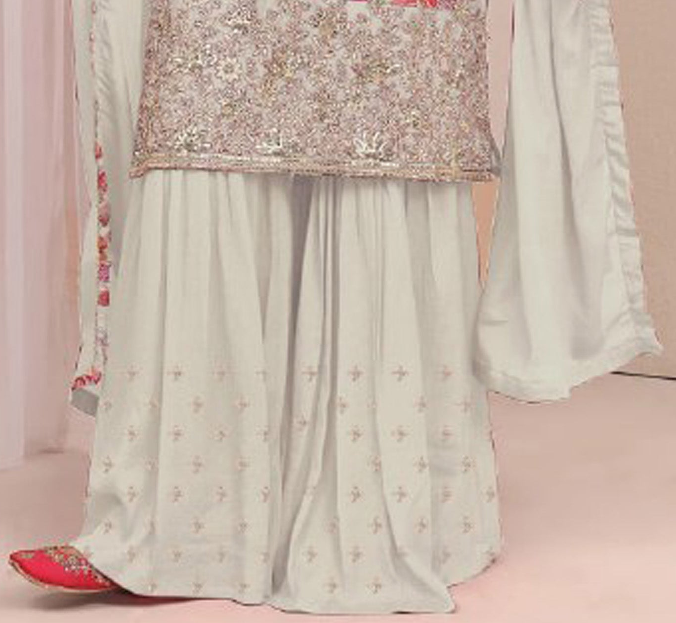 White sharara for wedding with sequin work