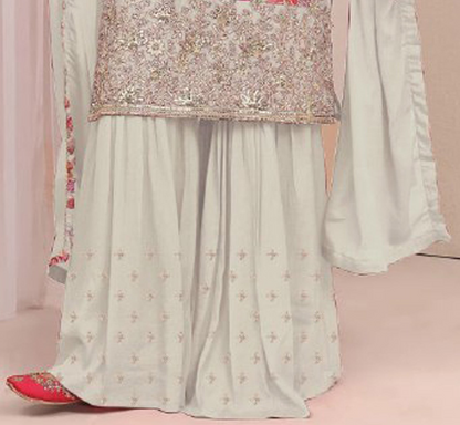 White sharara for wedding with sequin work