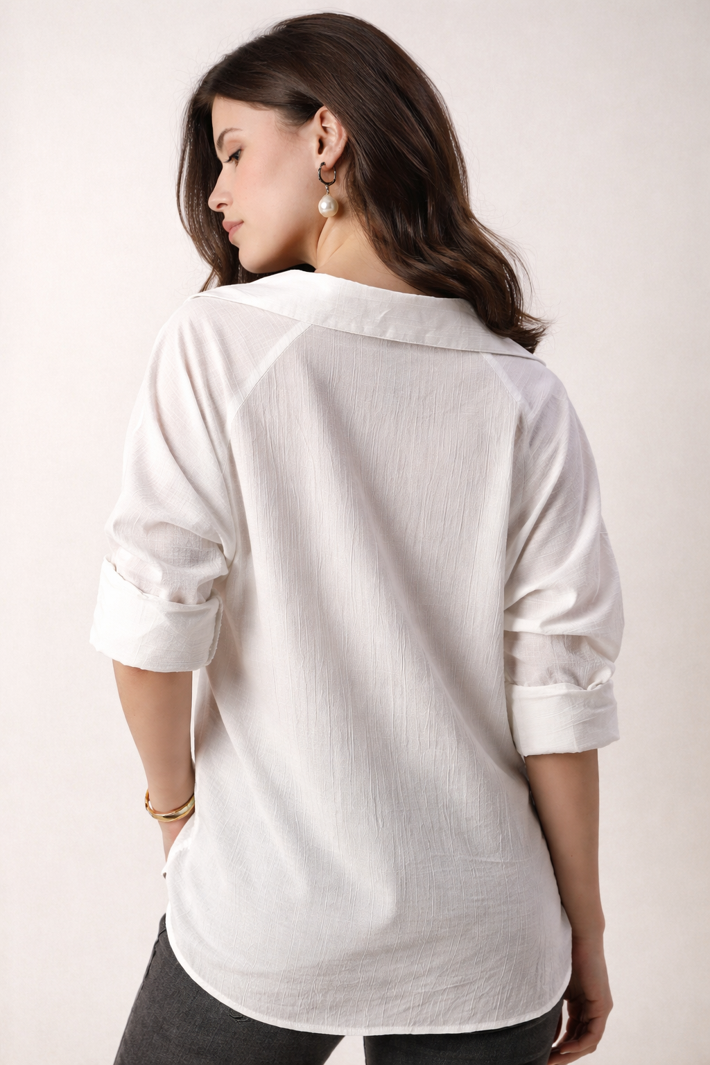 white shirt for women back view simple silhouette