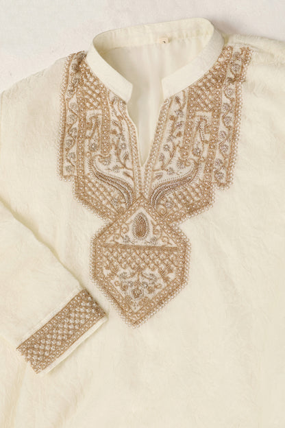 Kurta For Men – Off-White Embroidered Wedding Outfit